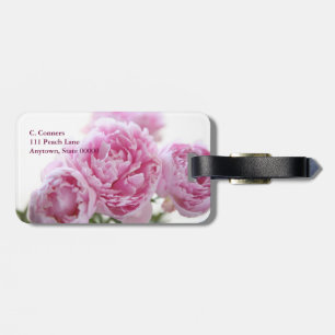 Pink peonies luggage tag