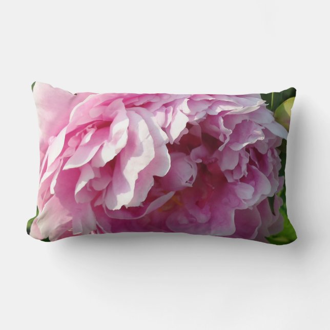 Pink Peonies Lumbar Cushion (Front)