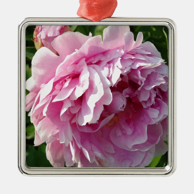 Pink Peonies Metal Tree Decoration (Front)