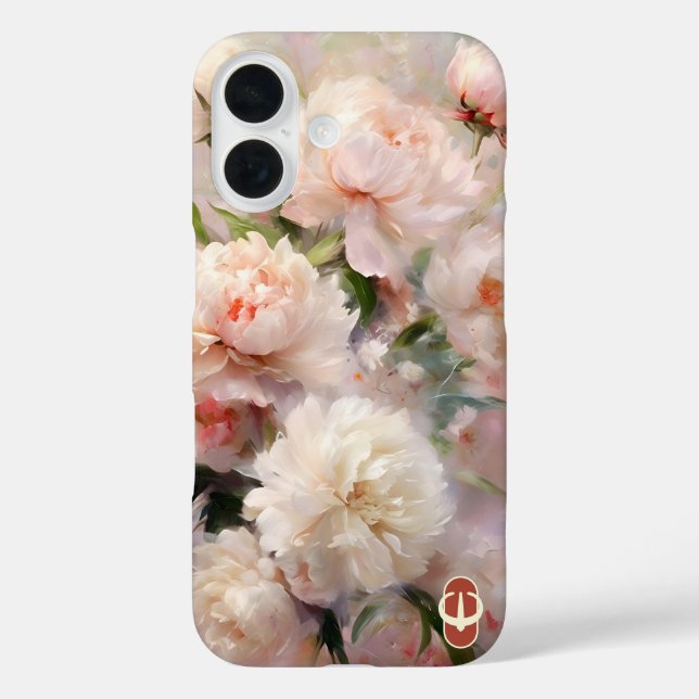 Pink Peonies Monogram Name Personalised Case-Mate iPhone Case (Back)
