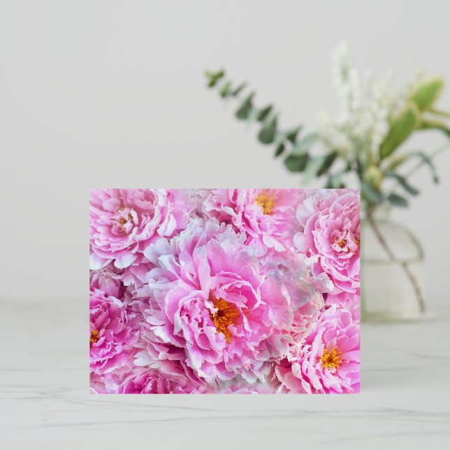 Pink Peonies Mother's Day Foil Holiday Postcard (Standing Front)