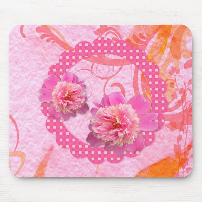 Pink Peonies Mousepad (Front)