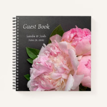 Pink peonies on dark grey wedding