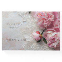 Pink peonies on lace