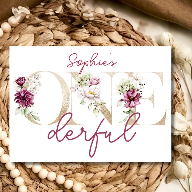 Pink peonies onederful birthday party watercolor invitation (Creator Uploaded)