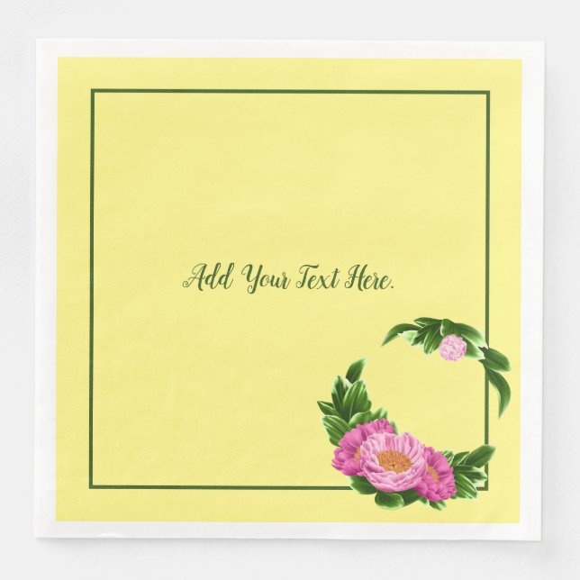 Pink Peonies Paper Napkin (Front)