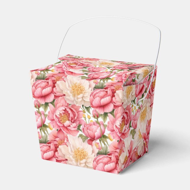 Pink Peonies Party Treat Box (Front Side)
