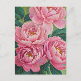Pink peonies Pastel Flower Floral Postcard