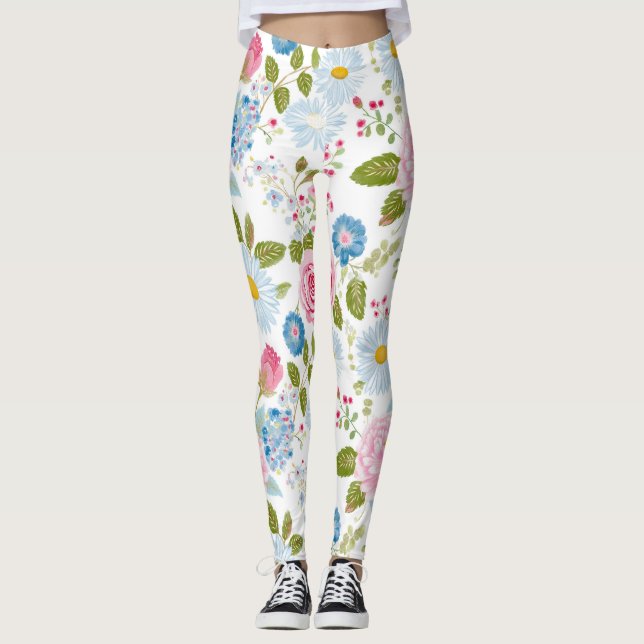 Pink Peonies Pattern  Leggings (Front)