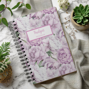 Pink Peonies Personalised Journal Notebook