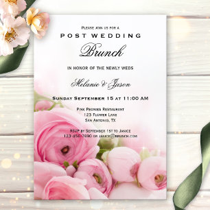 Pink Peonies Post Wedding Brunch Invitation