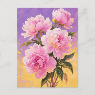 Pink peonies postcard