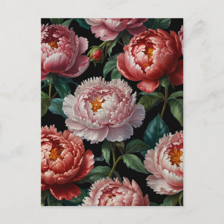 Pink peonies postcard