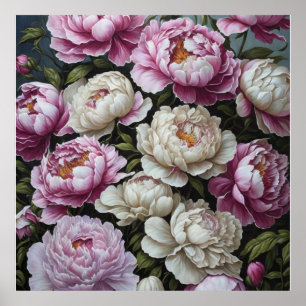 Pink peonies poster