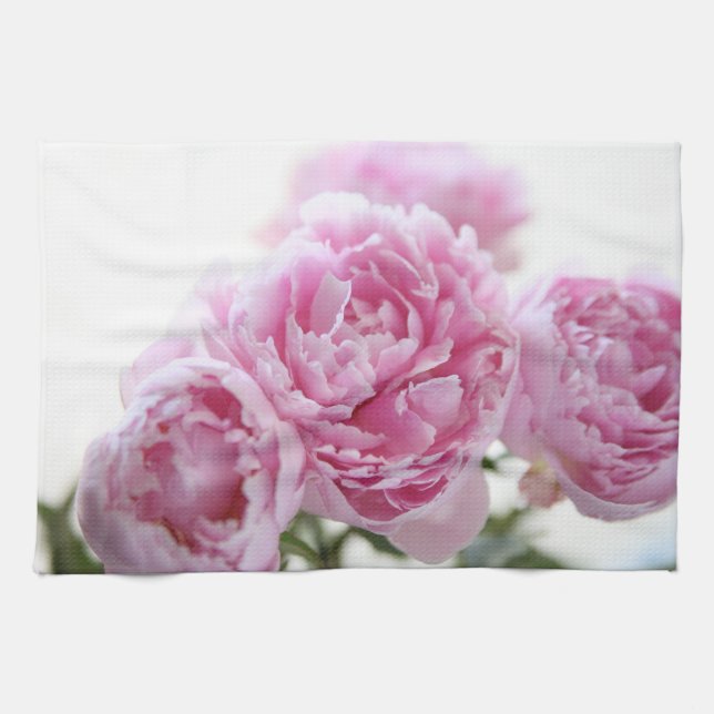 Pink peonies tea towel (Horizontal)