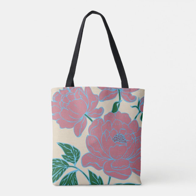 Pink Peonies Tote Bag (Back)