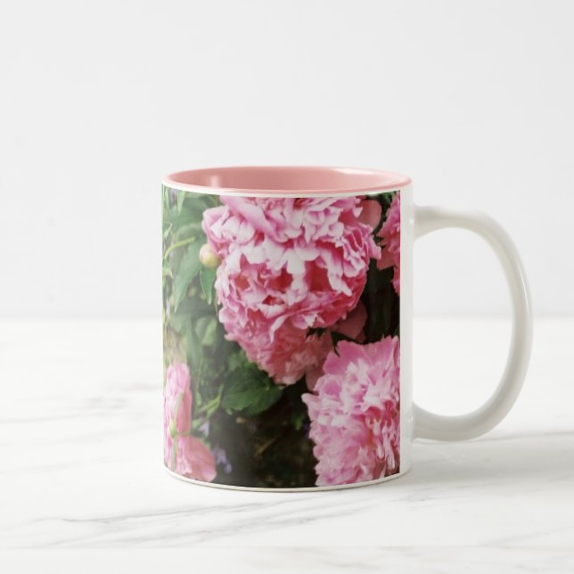 pink peonies Two-Tone coffee mug (Right)