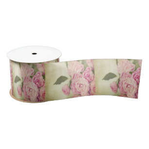Pink, peonies,vintage,floral,grunge,worn,template, satin ribbon