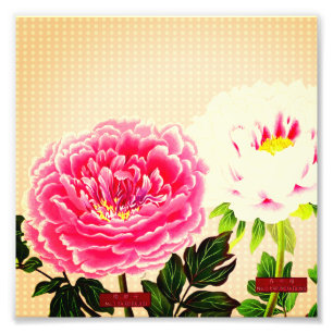 Pink peonies, vintage flower  photo print