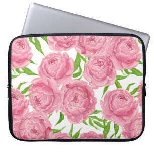 Pink peonies watercolor laptop sleeve