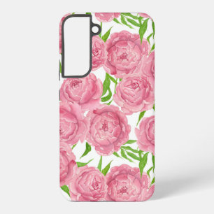 Pink peonies watercolor samsung galaxy case