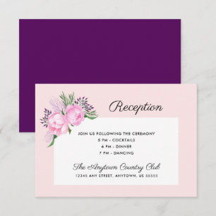 Pink Peonies Watercolor Wedding Reception Invitation