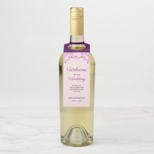 Pink Peonies Watercolor Wedding Thank You Bottle Tag