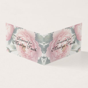 Pink Peonies Wedding Name Place Card