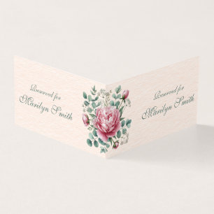 Pink Peonies Wedding Name Place Card