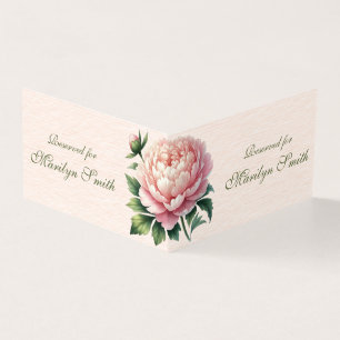 Pink Peonies Wedding Name Place Card