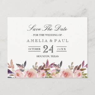 Pink Peonies Wedding Save the Date Postcard