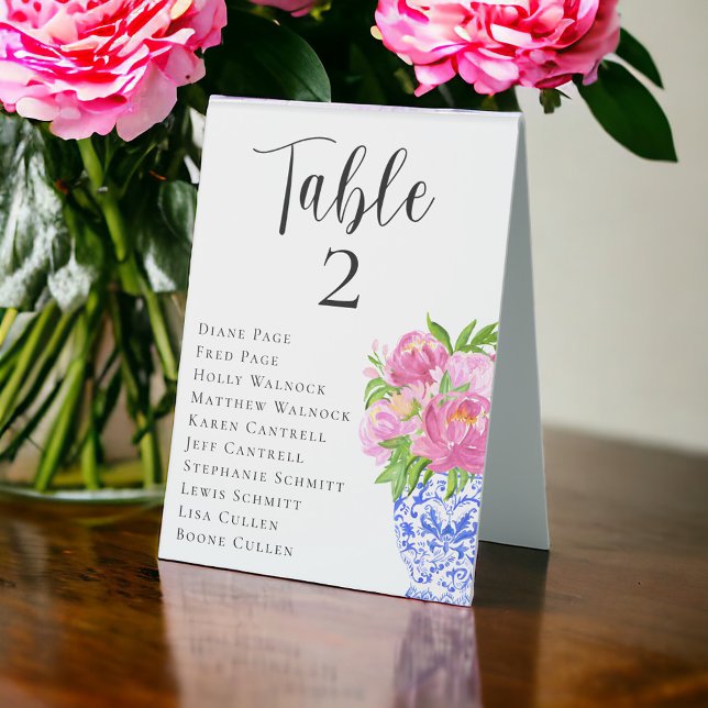 Pink Peonies Wedding Seating Chart Table Number (Creator Uploaded)