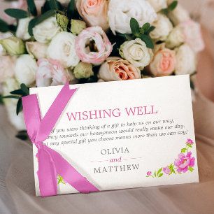 Pink Peonies Wedding Wishing Well Enclosure Card