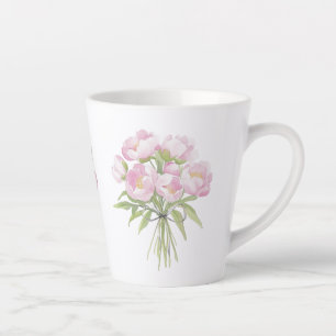 Pink Peonies with Bow Ceramic Latte Mug