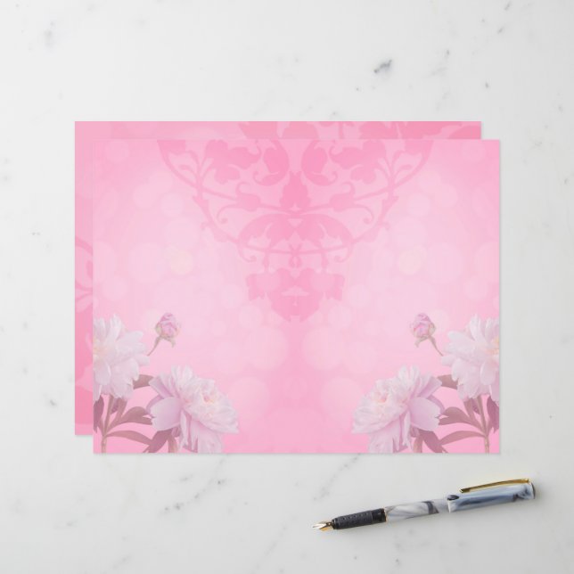 Pink peony 2 unlined journal scrapbook page (Front/Back In Situ)