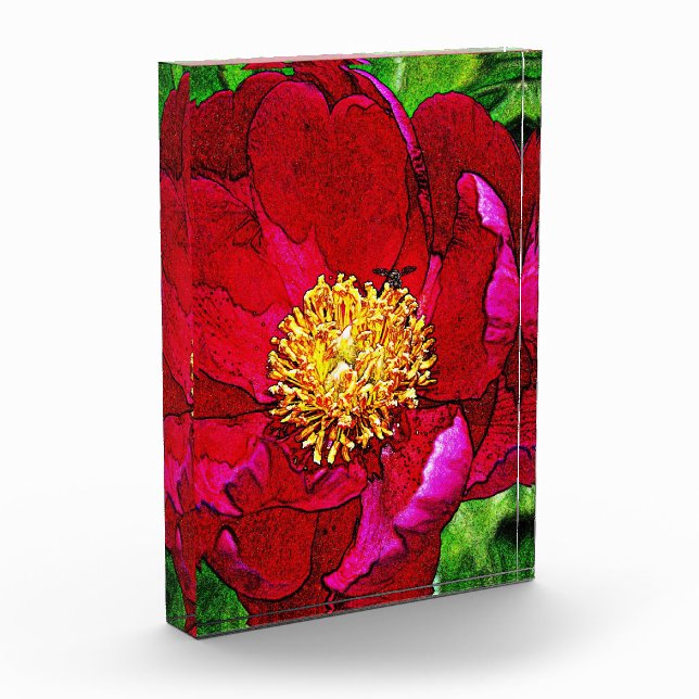 Pink Peony Acrylic Block (Left)