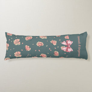 Pink Peony and Bow Pattern Body Cushion
