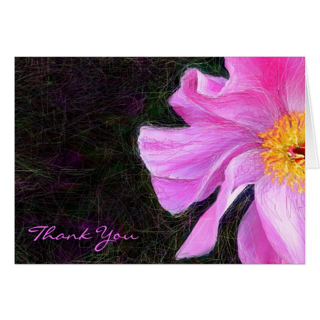 PINK PEONY Bat Mitzvah Thank You Card (Front Horizontal)