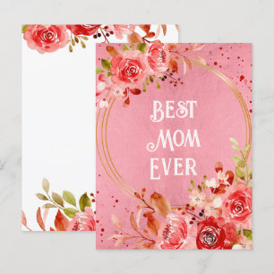 Pink Peony Best Mum Ever Floral Frame Postcard