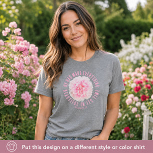 Pink Peony Bible Verse Floral Faith Baby Blue T-Shirt