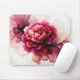 Pink Peony Blossom In Alcohol Ink Mouse Mat