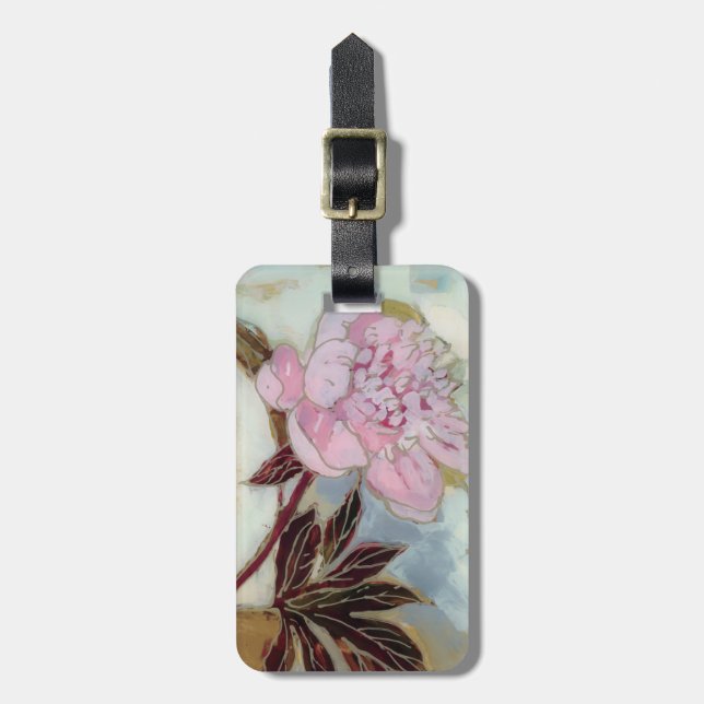 Pink Peony Blossom Luggage Tag (Front Vertical)
