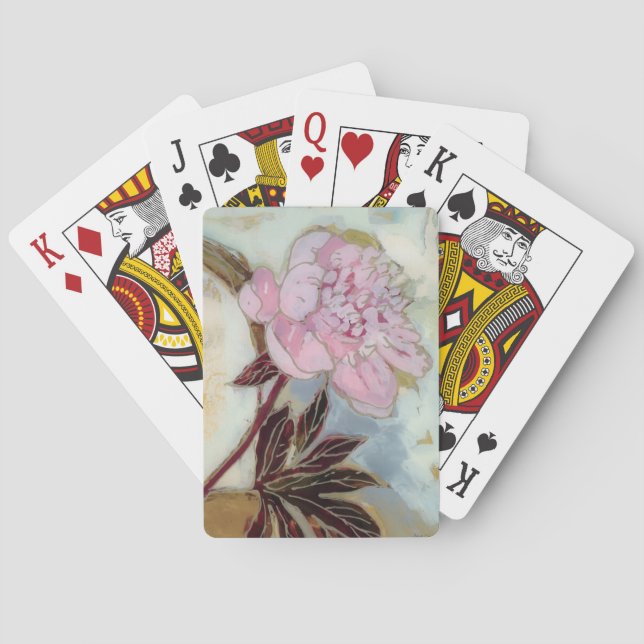 Pink Peony Blossom Playing Cards (Back)