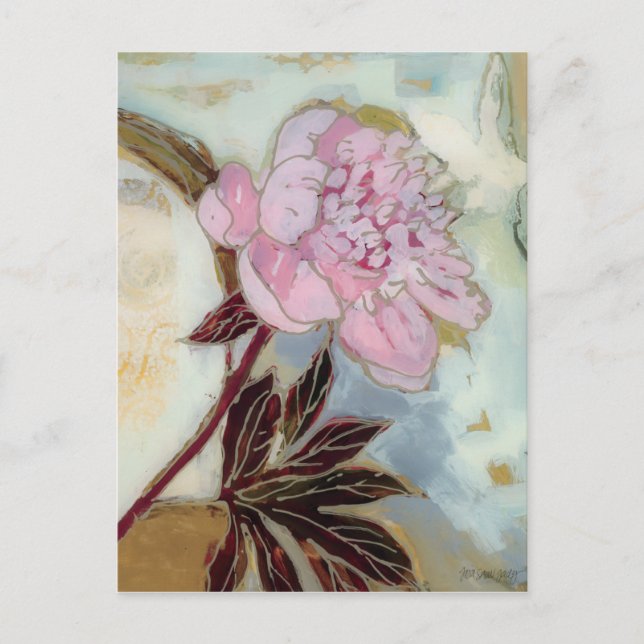 Pink Peony Blossom Postcard (Front)