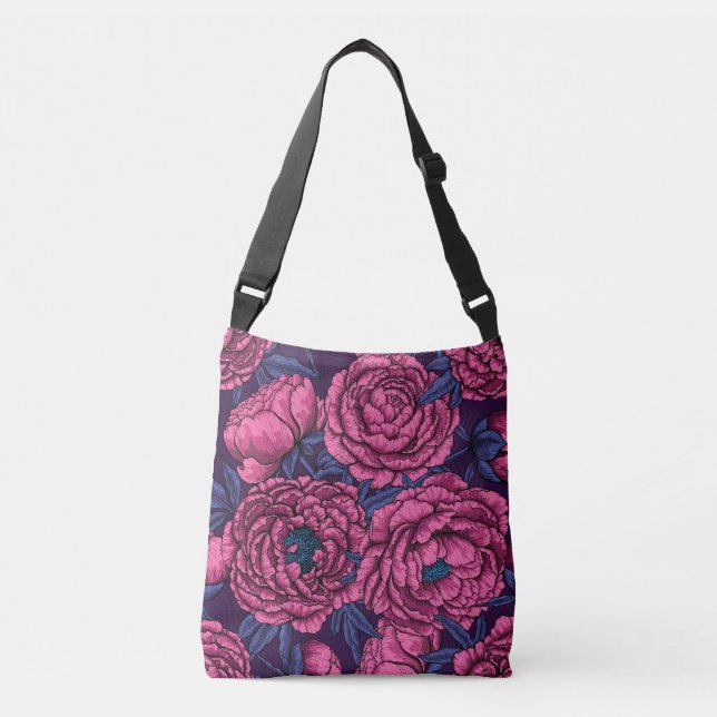 Pink peony bouquet crossbody bag (Front)