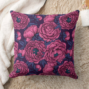 Pink peony bouquet cushion