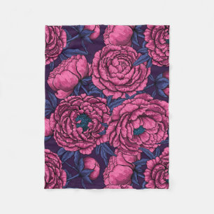 Pink peony bouquet fleece blanket