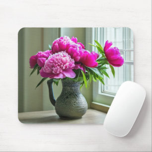 Pink Peony Bouquet Mouse Mat
