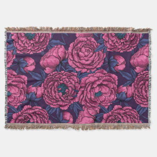 Pink peony bouquet throw blanket