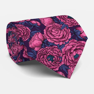 Pink peony bouquet tie